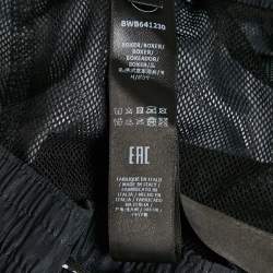 Pre Owned Balmain Black Logo Printed Synthetic Drawstring Swim Shorts L