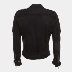 Pre Owned Balmain Black Cotton Quilted Biker Jacket XL