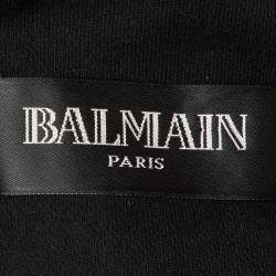 Pre Owned Balmain Black Cotton Quilted Biker Jacket XL