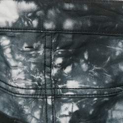 Pre Owned Balmain Black/ White Tie-Dye Frayed Hem Distressed Denim Shorts XS Waist 29"