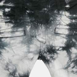 Pre Owned Balmain Black/ White Tie-Dye Frayed Hem Distressed Denim Shorts XS Waist 29"