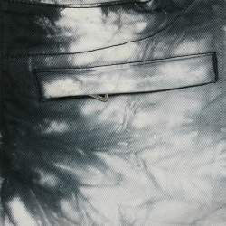 Pre Owned Balmain Black/ White Tie-Dye Frayed Hem Distressed Denim Shorts XS Waist 29"