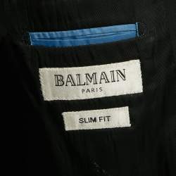 مملوكة مسبقًا جاكيت بليزر بالمان مقاس ضيق صوف مخطط أزرق كحلي مفرد الصدر مقاس إكس إكس إكس لارج - كبير جدًا جدًا جدًا