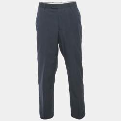 Pre Owned Balmain Navy Blue Wool Formal Pants 4XL
