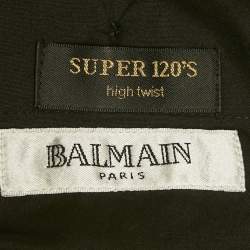 Pre Owned Balmain Black Wool Super 120's High Twist Trousers XXL