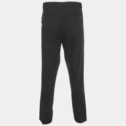 Pre Owned Balmain Black Wool Super 120's High Twist Trousers XXL