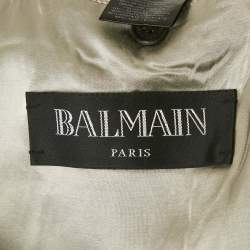 Pre Owned Balmain Grey Satin Bomber Jacket L