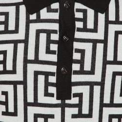 Pre Owned تي شيرت بلمان بولو محبوك بنمط المونوغرام من الصوف والكتان أسود مقاس ميديام/لارج