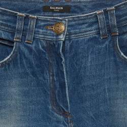 Pre Owned Balmain Blue Denim Straight Fit Jeans S/Waist 27"