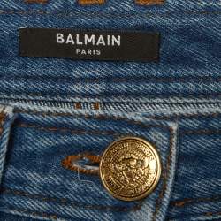 Pre Owned Balmain Blue Denim Straight Fit Jeans S/Waist 27"