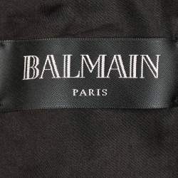 مملوكة مسبقًا Balmain Black Animal Print Leather Tiger Embellished Bomber Jacket L