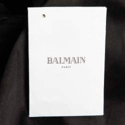 مملوكة مسبقًا Balmain Black Animal Print Leather Tiger Embellished Bomber Jacket L