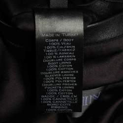 مملوكة مسبقًا Balmain Black Animal Print Leather Tiger Embellished Bomber Jacket L