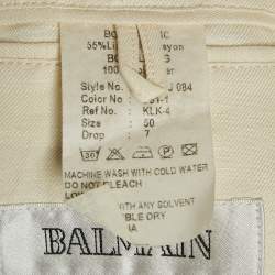 Pre Owned Balmain Cream Linen Blend Slim Fit Blazer L