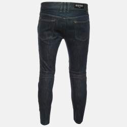 مملوكة مسبقًا Balmain Dark Blue Denim Slim Fit Biker Jeans M/Waist 34"