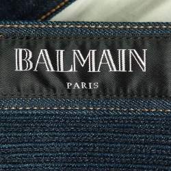 مملوكة مسبقًا Balmain Dark Blue Denim Slim Fit Biker Jeans M/Waist 34"