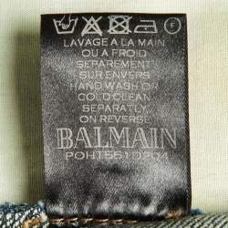 مملوكة مسبقًا Balmain Dark Blue Denim Slim Fit Biker Jeans M/Waist 34"