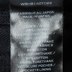 Pre Owned Balmain Black Denim Ribbed Knee Skinny Biker Jeans L/Waist 34"