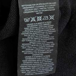 Pre Owned Balmain Black Contrast Stripe Cotton Knit Half Zip Sweatshirt L