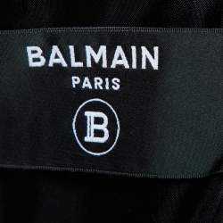 مملوكة مسبقًا Balmain Black/White Houndstooth Wool Open Front Blazer XL