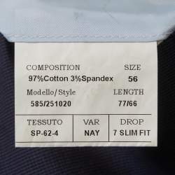 Pre Owned Balmain Navy Blue Stretch Cotton Slim Fit Jacket XXXL
