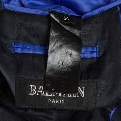 Pre Owned Balmain Navy Blue Wool Single-Breasted Blazer XXL