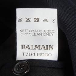 Pre Owned Balmain Navy Blue Wool Blend Double Breasted Blazer XS