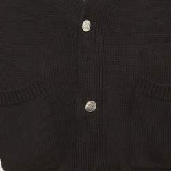Pre Owned Balmain Black Logo Intarsia Wool Knit Button-Down Cardigan M