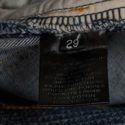 Pre Owned Balmain Blue Distressed Denim Biker Skinny Jeans S/Waist 30"