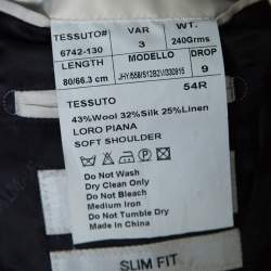 Pre Owned Balmain Blue Checkered Wool and Linen Slim Fit Soft Shoulder Blazer XXL