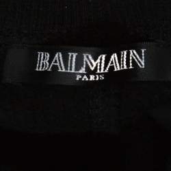 Pre Owned Balmain Black Cotton and Velvet Side Paneled Biker Jogger Pants L