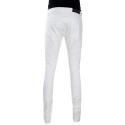 Pre Owned Balmain White Distressed Denim Slim Fit Jeans M