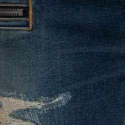 Balmain Blue Washed Out & Distressed Denim Biker Jeans S