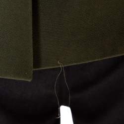 Pre Owned Balmain Military Green Gabardine Contrast Lapel Blazer XXXS