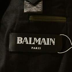Pre Owned Balmain Military Green Gabardine Contrast Lapel Blazer XXXS