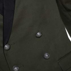 Pre Owned Balmain Military Green Gabardine Contrast Lapel Blazer XXXS