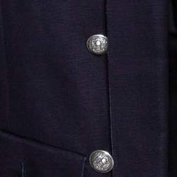 Pre Owned Balmain Midnight Blue Cotton Canvas Raw Edged Detail Blazer M