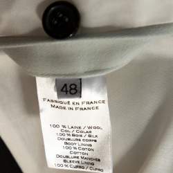 Pre Owned Balmain Pale Blue Wool Contrast Shawl Lapel Tuxedo Jacket M