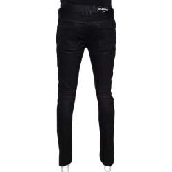 Pre Owned Balmain Black Denim Biker Jeans M