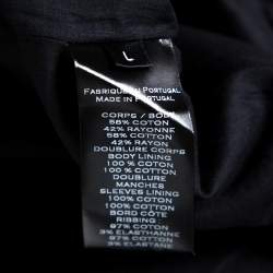 Pre Owned Balmain Navy Blue Camouflage Print Cotton Blend Zip Front Hoodie L