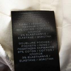 Pre Owned Balmain White Metallic Foil Print Distressed Skinny Biker Jeans M