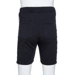 Pre Owned Balmain Black Cotton Logo Tape Detail Track Shorts M