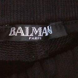 Pre Owned Balmain Black Cotton Logo Tape Detail Track Shorts M