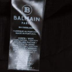Pre Owned Balmain Black Cotton Logo Tape Detail Track Shorts M