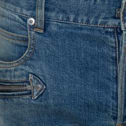 Balmain Blue Stonewashed Denim Skinny Biker Jeans L