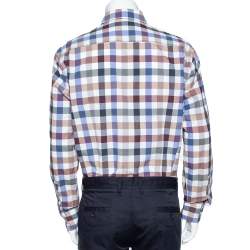 Balmain Paris Multicolor Gingham Checked Cotton Button Down Shirt L