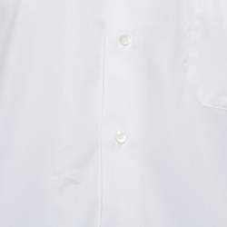 Pre Owned Balmain White Striped Cotton Long Sleeve Button Front Two Ply Shirt L