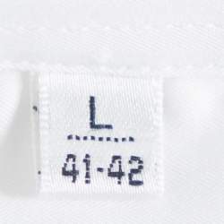 Pre Owned Balmain White Striped Cotton Long Sleeve Button Front Two Ply Shirt L