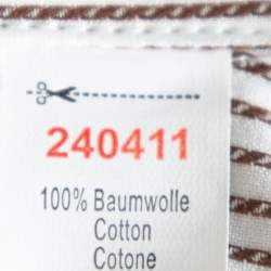 Balmain Cream & Brown Striped Cotton Button Front Slim Fit Two Ply Shirt L