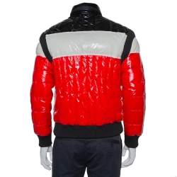 Balmain Tricolor Synthetic Quilted Hooded Puffer Jacket L